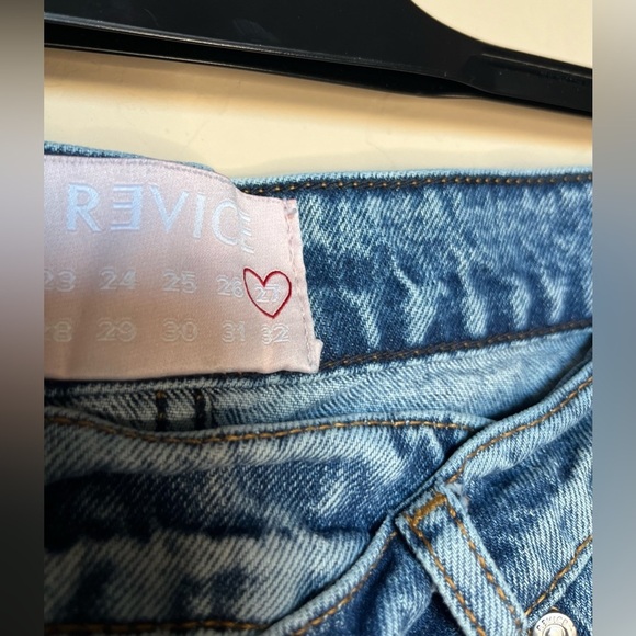 Revice Women's Size 27 Cross Over Distressed Straight Leg Denim Jean - Picture 8 of 10